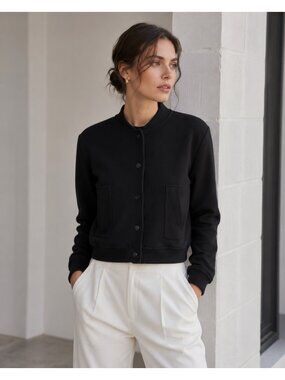 Mint Velvet Cropped Bomber Jacket jacket Black Size Small